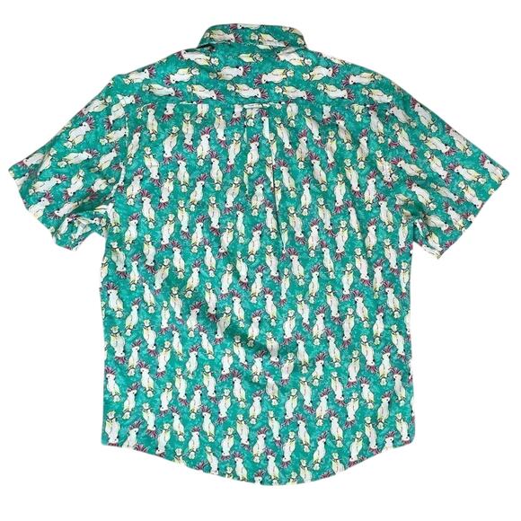 Land's End Green Cockatiel Button Up Men's Shirt MEDIUM 15/15.5 Cruisewear - Picture 7 of 11